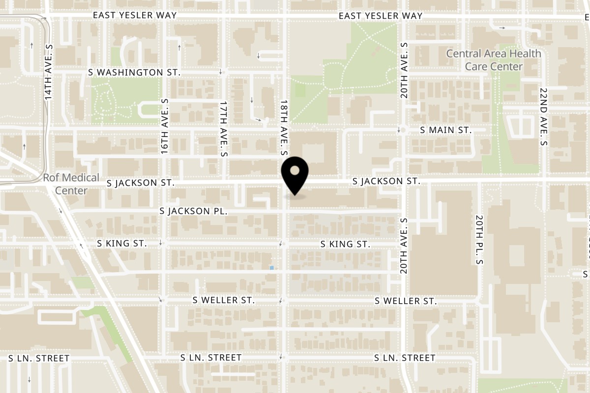 Map showing the location of Tandoori Cafe on 1801 S Jackson St in Seattle